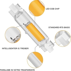 MZIEIU R7S LED 78mm stmívatelné, teplá bílá 3000K, 2000LM bez blikání, 20W