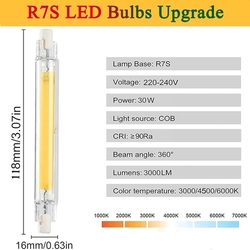 MZIEIU R7S LED 118 mm stmívatelné, teplá bílá 3000 K, 3000 lm, 30W, bez blikání
