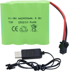 Akumulátor NI-MH - AA 2400mAh, 4,8V s USB nabíječkou