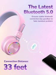 Dětská sluchátka iClever Bluetooth, barevná LED světla, 94dB limit hlasitosti