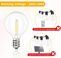 Svater 25 kusů 1W, G40, čiré kulaté LED žárovky 230V, stmívatelné