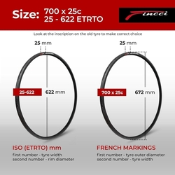 Fincci - 2 pláště 700 x 25c a 2 vnitřní duše Presta Valve 60 mm