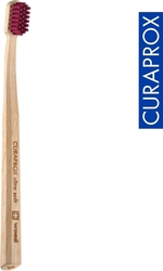 Curaprox Wood Ultra Soft - zubní kartáček, barva štětin: bordó-červená