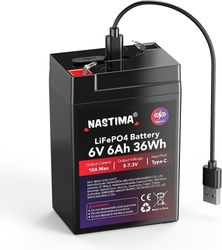 NASTIMA - Dobíjecí baterie 6V/6Ah LiFePO4 s BMS ochranou a USB portem