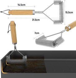 Kartáč na gril TNTOR 31,5 cm s extra dlouhými štětinami z ušlechtilé oceli a tepelnou izolací