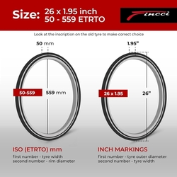 Plášť na kolo Fincci Durable 26" x 0,75" skládací, kevlarový, s vysokou přilnavostí a duší 26", ventilek Schrader, 60 TPI - 2 kusy