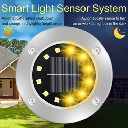 LED - Solární zahradní zápustné svítidlo 12x LED, studená bílá - VYBALENO