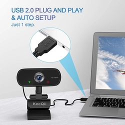 Webová kamera KeeQii pro PC, HD 1080P s mikrofonem a s automatickým ostřením. 