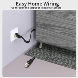 Plochý patch kabel UTP, RJ45-RJ45, CAT7, 2m černý