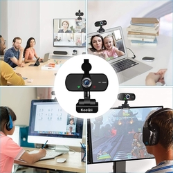 Webová kamera KeeQii pro PC, HD 1080P s mikrofonem a s automatickým ostřením. 