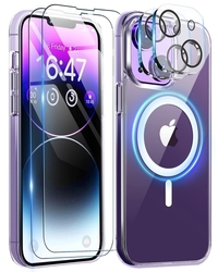 Magnetický kryt pro iPhone 14 a iPhone 13 (6,1 palce) + 2x ochranné sklo displeje + 2x ochranné sklo kamer