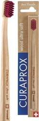 Curaprox Wood Ultra Soft - zubní kartáček, barva štětin: bordó-červená