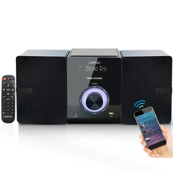 Stereo systém LONPOO s CD přehrávačem, rádiem, USB, AUX vstupem a Bluetooth