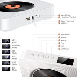 Nástěnný, Bluetooth, Flash, SD, CD přehrávač s FM rádiem a AUX vstupem - KC-808 - VYBALENO 