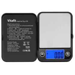 Digitální přesná gramová váha Vitafit s váživostí 500 g a dílkem 0,01 g