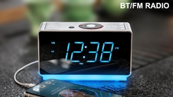 Rádiový budík iTOMA CKS708 s Bluetooth reproduktorem, FM rádiem, nabíjecím portem a nočním světlem
