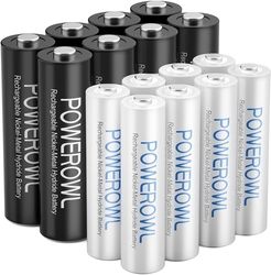 POWEROWL Dobíjecí baterie (8x baterie AA 2800 mAh + 8x baterie AAA 1000 mAh) 16 kusů