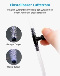 NICREW akvarijní vzduchové, tiché vzduchové čerpadlo se zpětným ventilem pro akvária, spotřeba 1,7 W