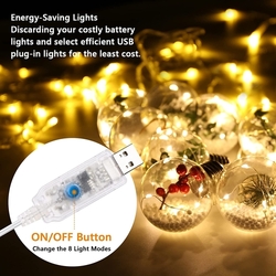 IRENUO Fairy Lights - LED světelný řetěz, 2 kusy v balení - jeden 10 x baňka - žárovka, druhý 50 led diod - teplá bílá