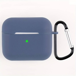 Silikonové pouzdro kompatibilní s AirPods 3, tm. modrá barva, včetně karabiny 