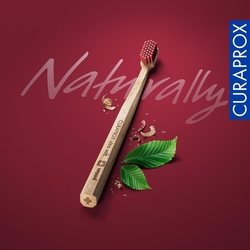 Curaprox Wood Ultra Soft - zubní kartáček, barva štětin: bordó-červená