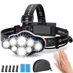 Čelovka MLIAIMCE LED dobíjecí, 18 000 lumenů 8 LED 8 režimů
