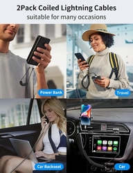 Vinutý nabíjecí kabel USB "A" na iPhone, iPad - do auta 