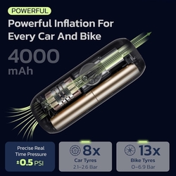Woowind LP1 - přenosný vzduchový kompresor 150 PSI/10,3 baru pro auta, kola, motocykly a míče s automatickým vypnutím