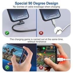 Vinutý nabíjecí kabel USB-C 90°na iPhone, iPad 90°- do auta 