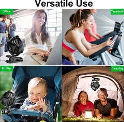 Ventilátor Minthouz s klipem, s baterií 8000mAh, dobíjecí USB-C - černý