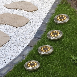 Solární zahradní zápustné svítidlo 8x LED, teplá bílá