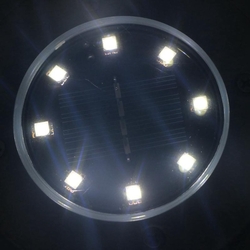 Solární zahradní zápustné svítidlo 8x LED, studená bílá