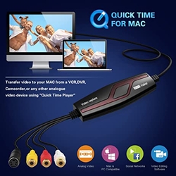 DIGITNOW! Video Capture Card Převádí Hi8 VHS na digitální DVD pro Windows/Mac, Video Grabber se Scart/AV adaptérem