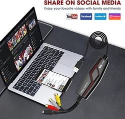 DIGITNOW! Video Capture Card Převádí Hi8 VHS na digitální DVD pro Windows/Mac, Video Grabber se Scart/AV adaptérem