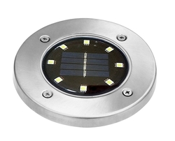 LED - Solární zahradní zápustné svítidlo 8x LED, teplá bílá - VYBALENO