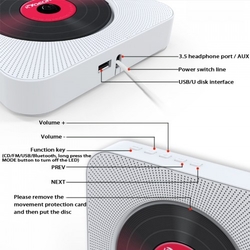 Nástěnný, Bluetooth, Flash, SD, CD přehrávač s FM rádiem a AUX vstupem - KC-808 - VYBALENO 