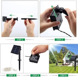 Venkovní LED solární řetězová světla z měděného drátu / 120 LED / 12m